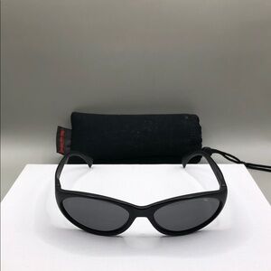 Vintage Bolle Lodo 1748201038 Black Wrap Sunglasses Polarized France Oval UNISEX